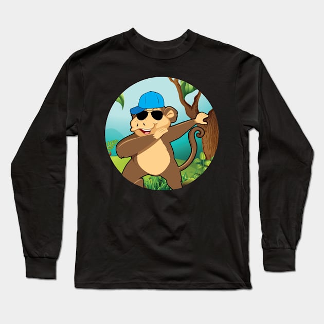 Monkey Dabbing Affe Dab Long Sleeve T-Shirt by HBfunshirts